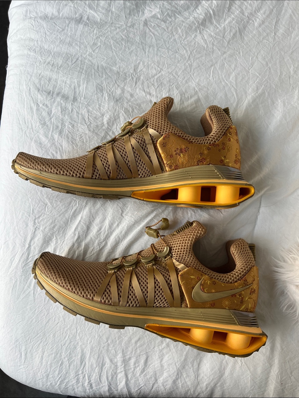 Nike Gold and Mustard Yellow Floral Performance Sneakers